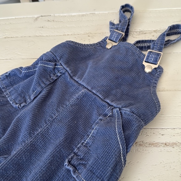 Vintage 1970s 3X gender neutral corduroy cornflower Blue Corduroy Overalls - Picture 3 of 10
